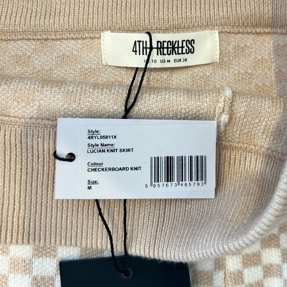4th & Reckless skirt size medium checkerboard Lucian skirt cream NEW - Picture 4 of 4